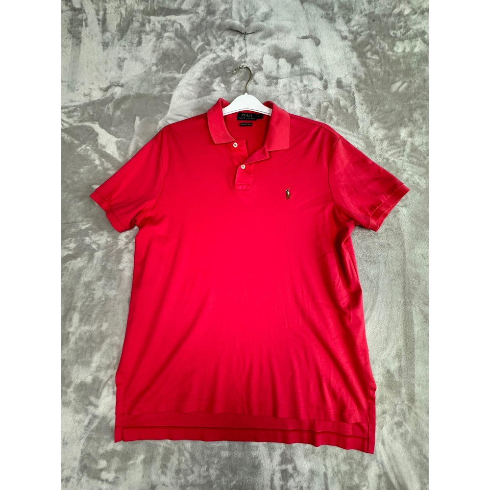 Polo Ralph Lauren Mens Red Pima Soft Touch Cotton Polo Shirt Size L‎